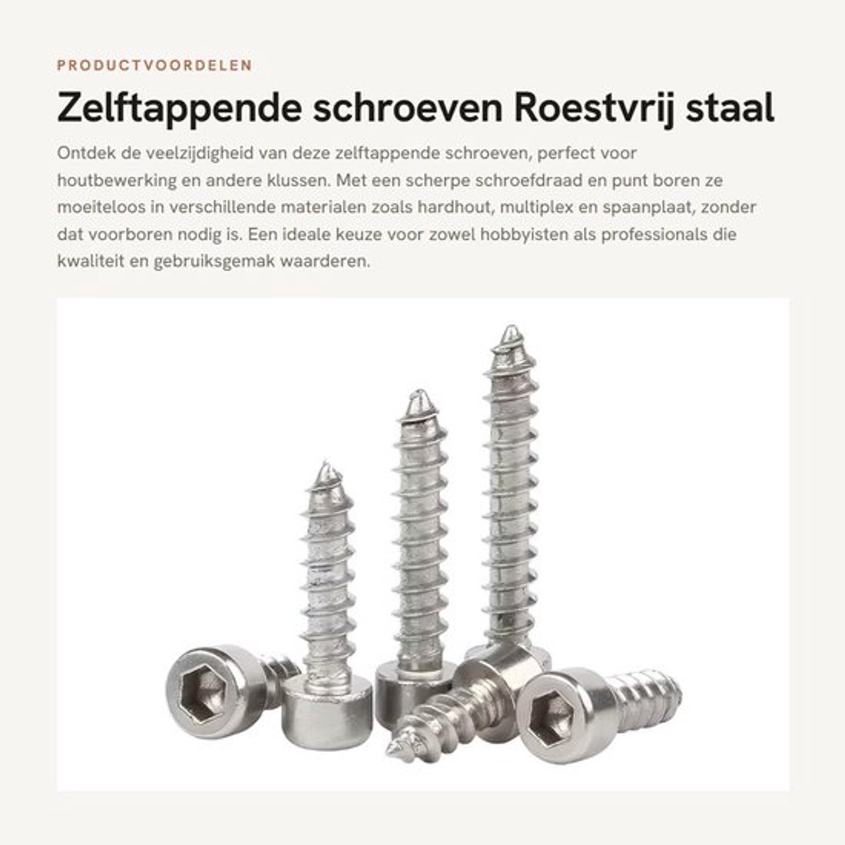 Zelftappende Schroeven 304 Roestvrij Staal - Cilinderkop - M4x30mm - Houtschroeven - Assortiment 40 Stuks - Geschikt voor Houtbewerking