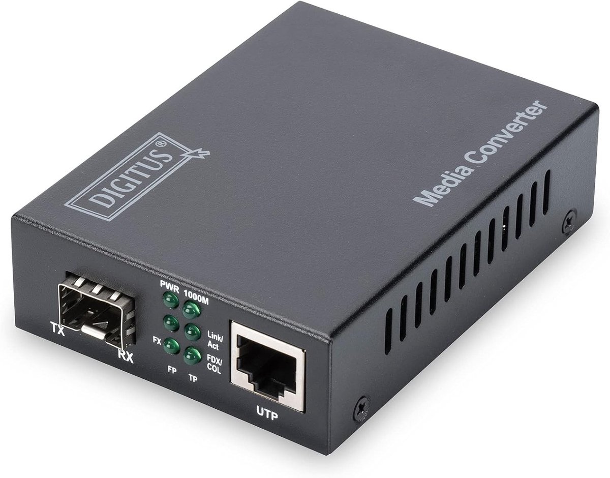Netwerksplitter - Zwart - Bedraad - 1000 Mbit/s Media Converter - Voor Netwerkverbindingen