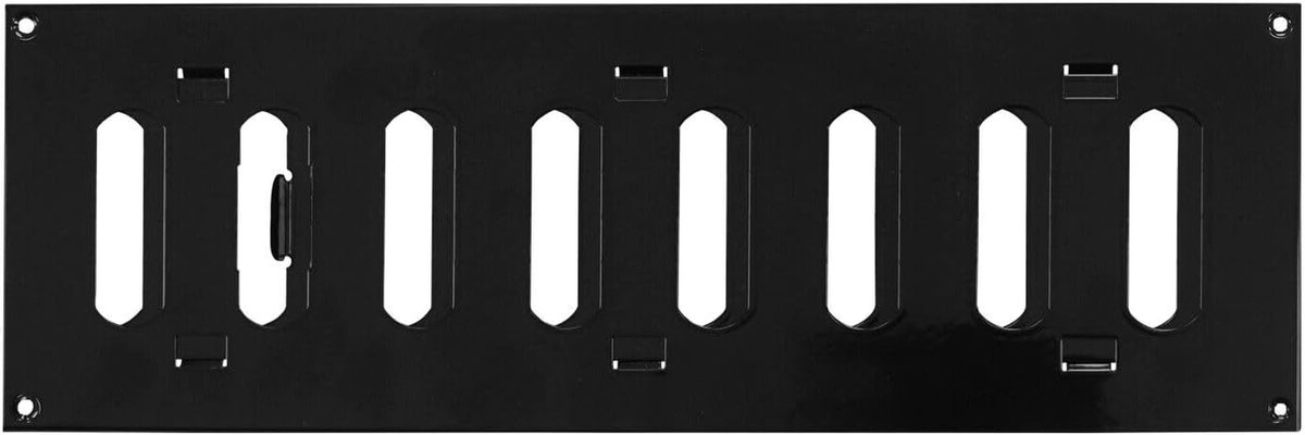 Ventilatierooster Metaal - Rooster met Luik - Ventilatie Afdekken - Verstelbare Sluiter - 300mm x 100mm - Zwart