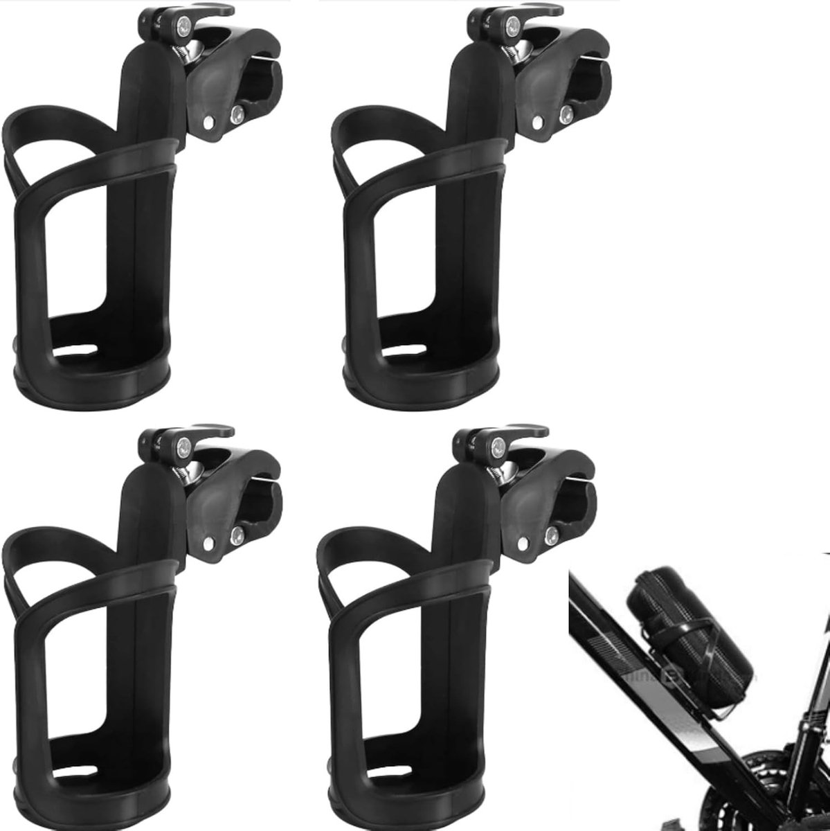 Flessenhouder voor Fiets - Zwart - 14 cm - 360 Graden Rotatie - Voor Fietsen en Scooters