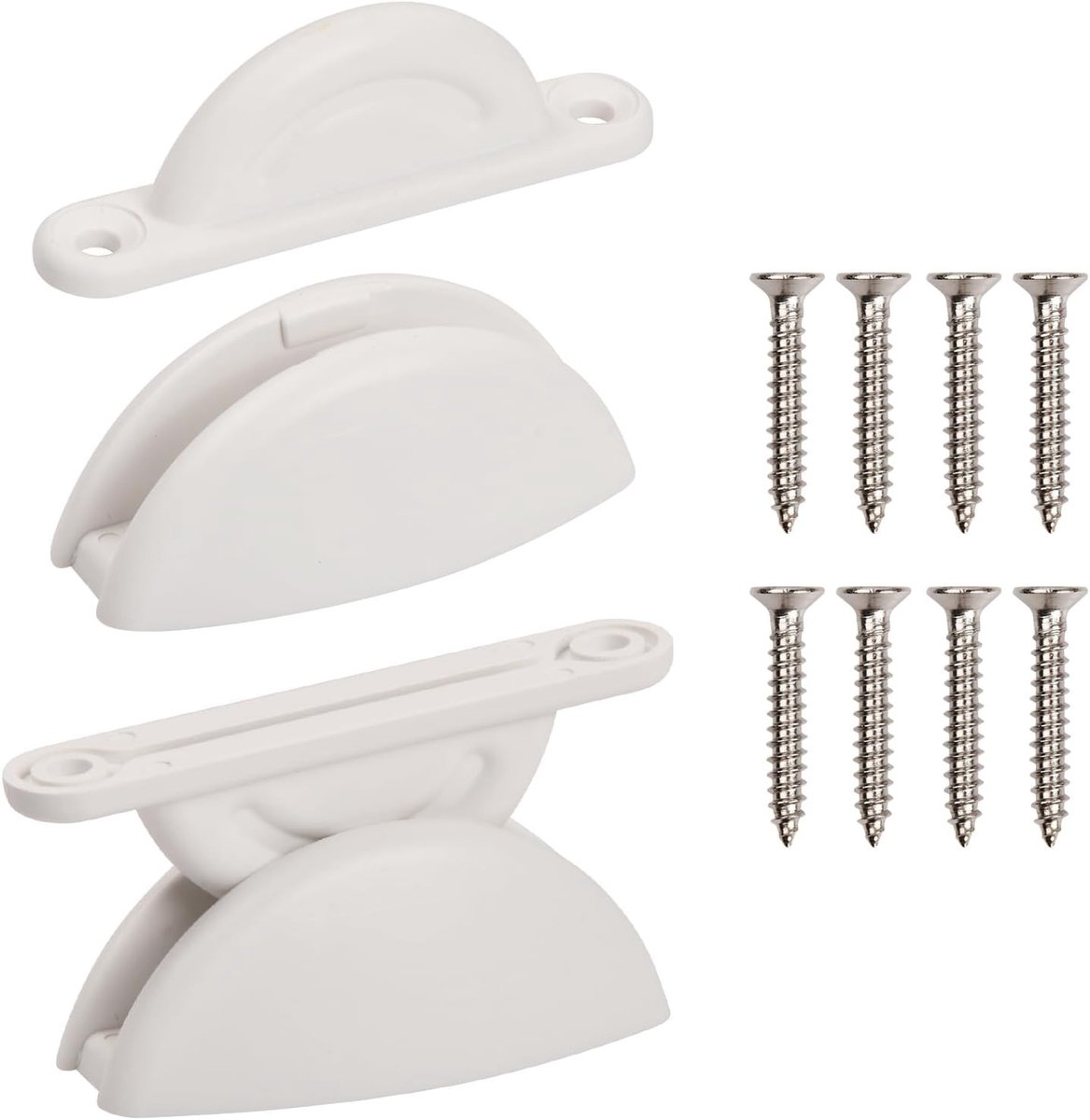 Deurvergrendeling - Wit - 7,5 x 1,5 x 2,5 cm - Kunststof Deurstopper voor Camper en Caravan - Set van 2