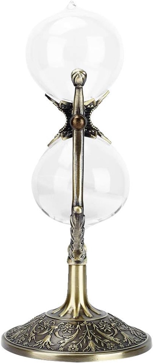 Zandloper Timer - Zandloper Ornament - Keuken Timen - Duurzaam Metaal en Glas - 22.5 cm Hoog - Zwart
