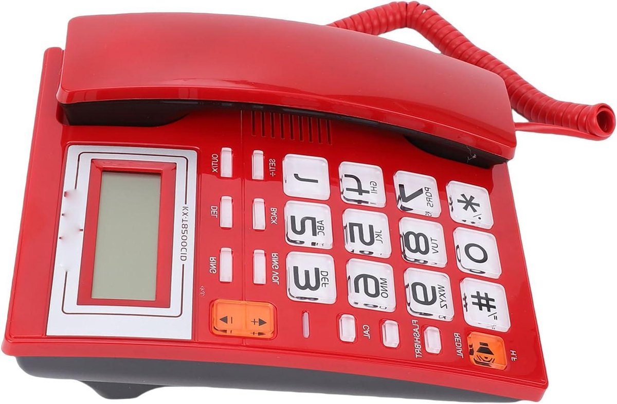 Vaste Telefoon - Huistelefoon Bureautelefoon - Eenvoudig Bellen - Grote Knoppen - 21 x 20 x 7 cm - rood