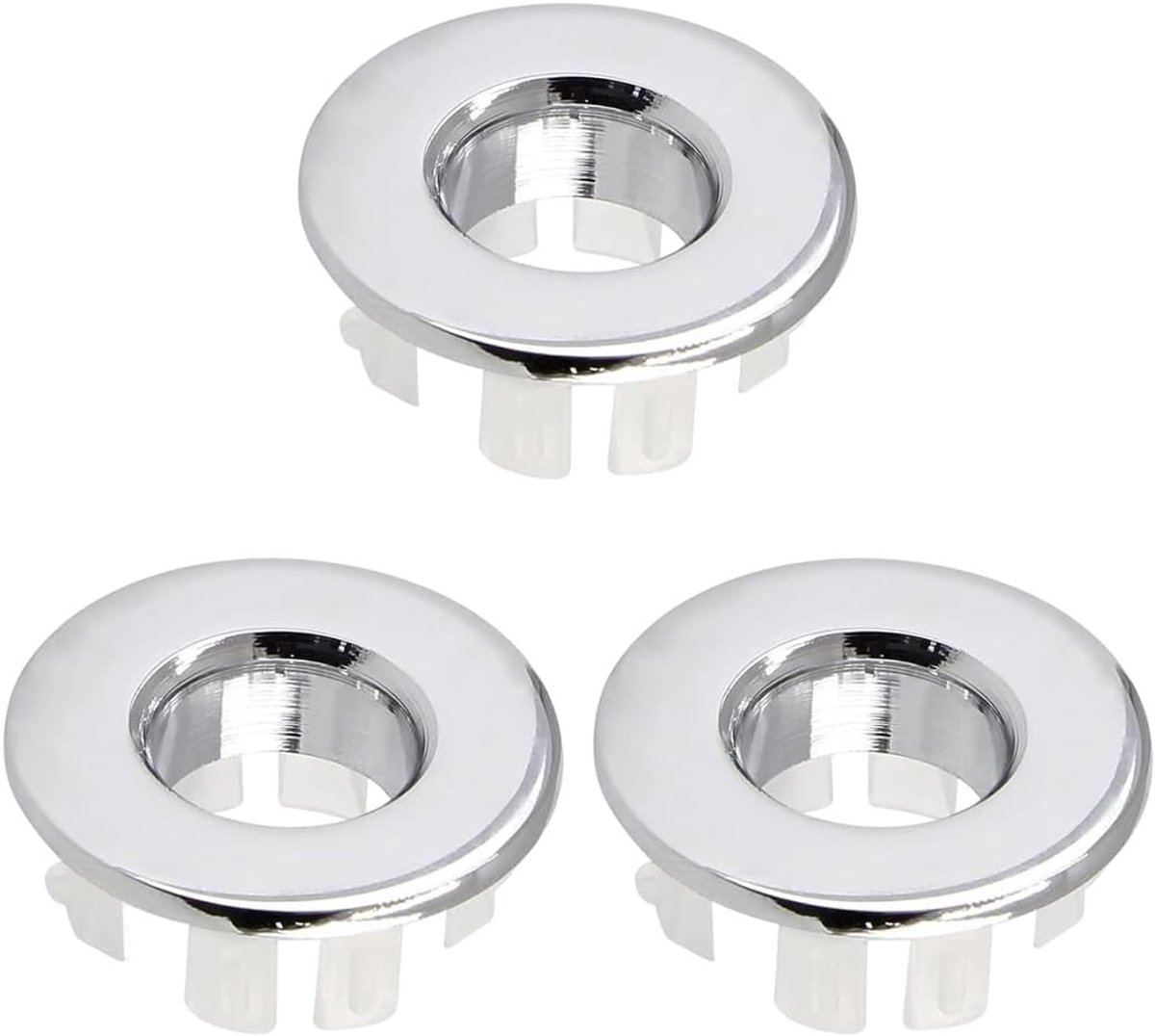 Ronde wastafeloverloopafdekking set van 3, messing vervangingen voor wastafels, geschikt voor gaten van Ø 22-24 mm, ideaal voor badkamer en keuken