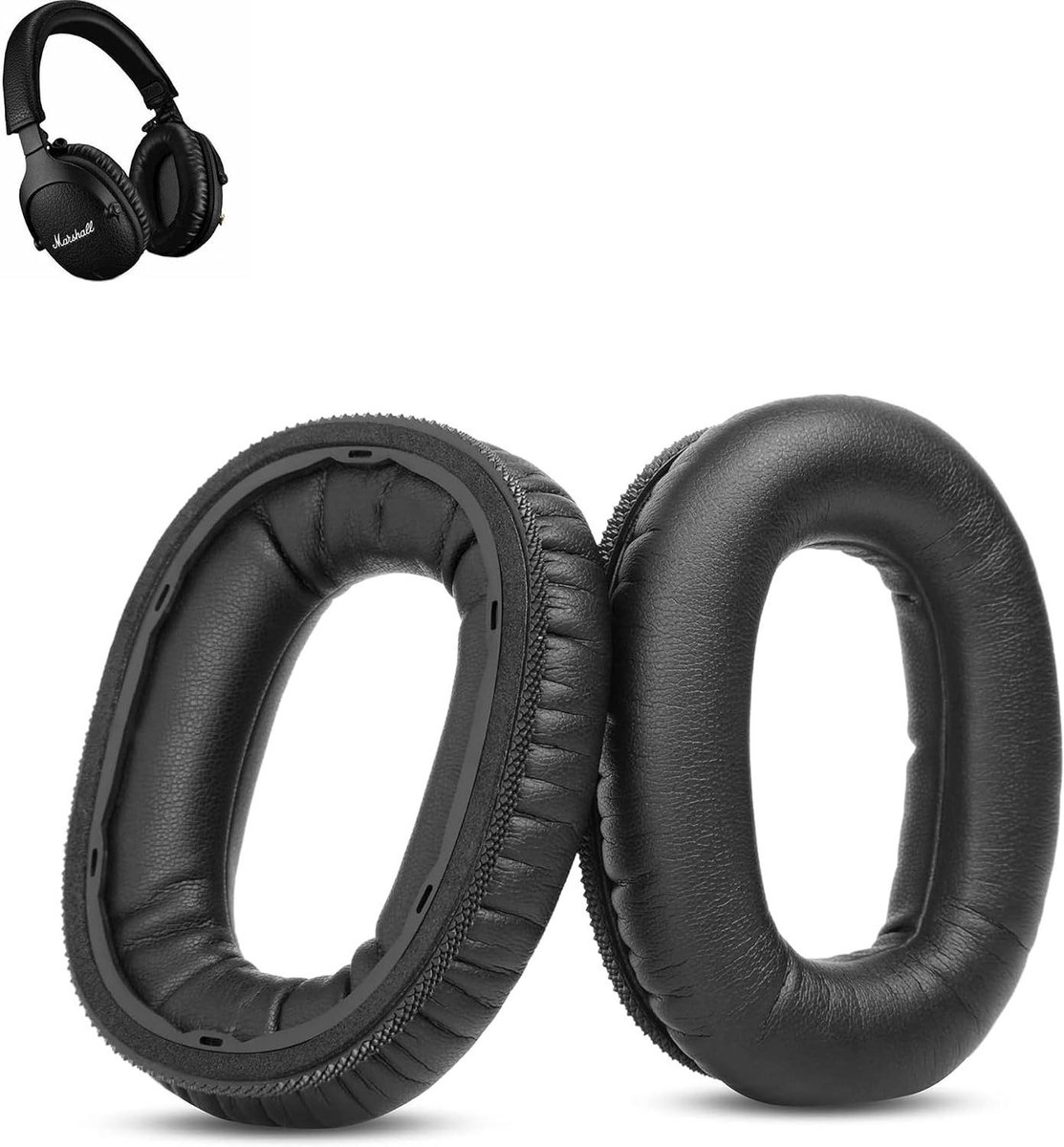 Vervangende Oorkussens - Hoofdtelefoon Kussens - Muziek Luisteren - Zacht Proteïneleer - 10 x 75 x 1 cm - Zwart