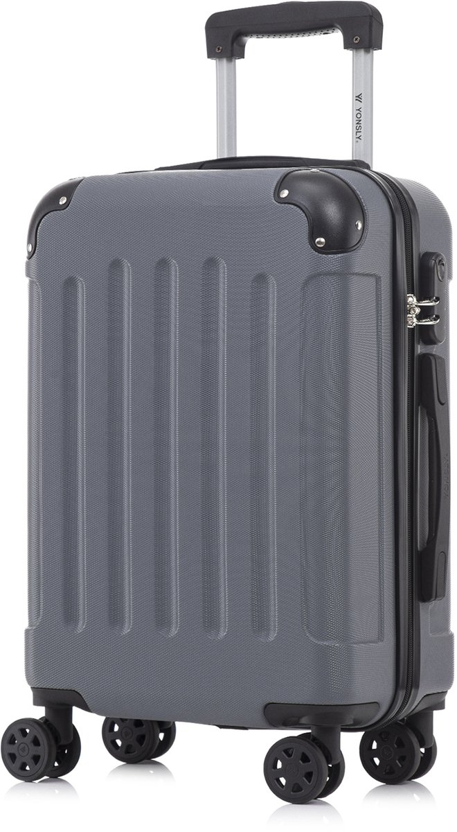 YONSLY Handbagage Koffer - 55cm - 40 L - Cijferslot- 360° Draaibare Wielen - Grijs