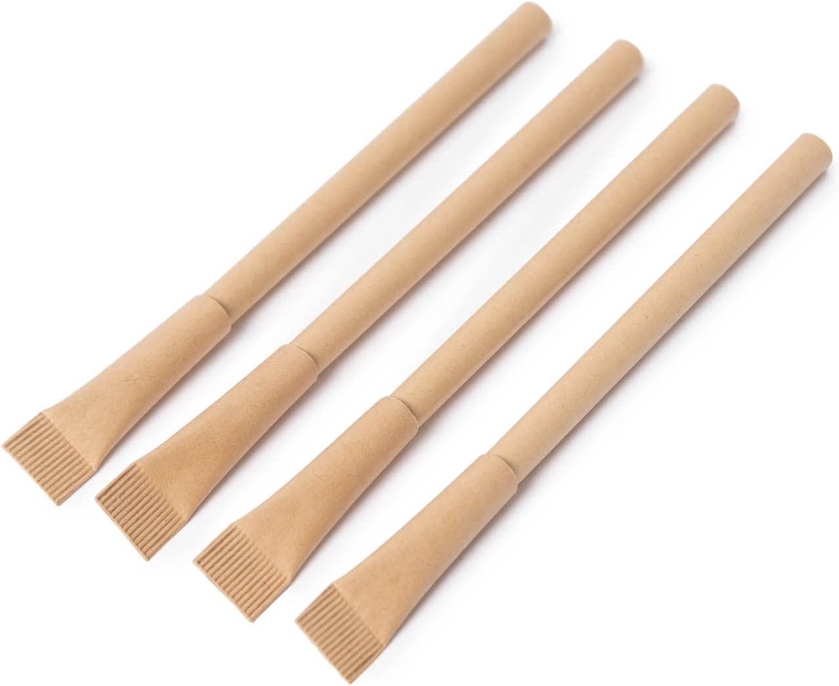 Living Ecopennen, 100% plasticvrij, zwarte inkt, kraftpapier en roestvrij staal, recyclebaar en biologisch afbreekbaar, eco-schrijfwaren, 10 stuks
