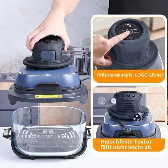 Siliconen beschermhoes en kabelorganizer voor Ninja CRISPi FN101EU, Air Fryer, behuizingsbescherming, kabelopwikkeling, hittebescherming, siliconen hoes voor Ninja Crispi Air Fryer — afbeelding 4