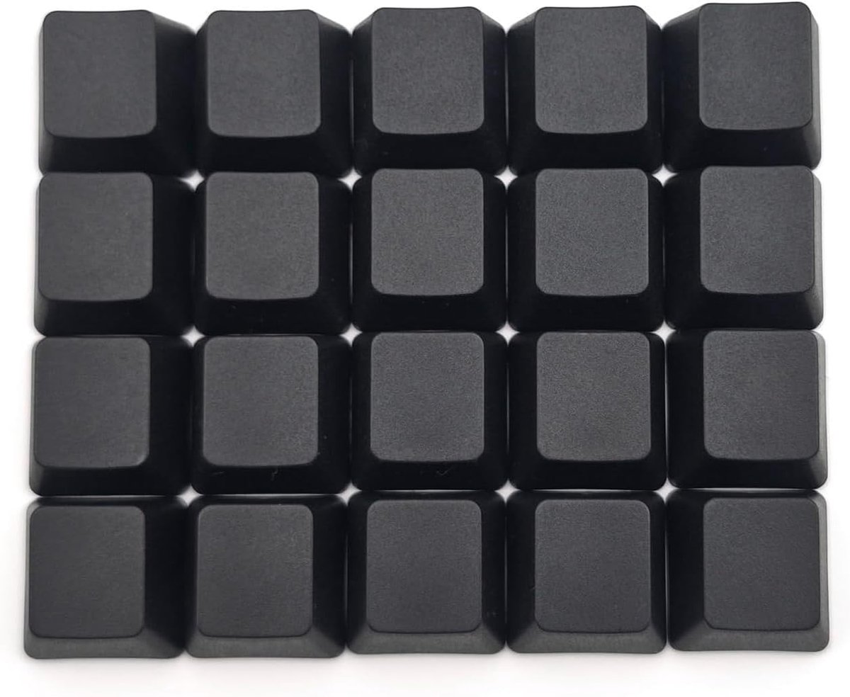 Profiel Blank keycaps PBT regenboog gemengde kleuren 1U R4 voor MX-schakelaar, mechanisch toetsenbord (zwart, 20 stuks)