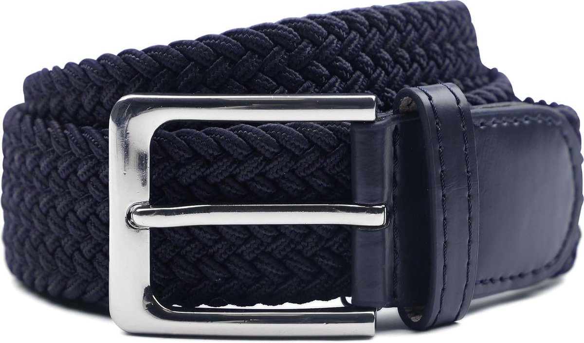 Gevlochten Riem Donkerblauw - Maat 85 - Heren - Kleding - Stretch -
