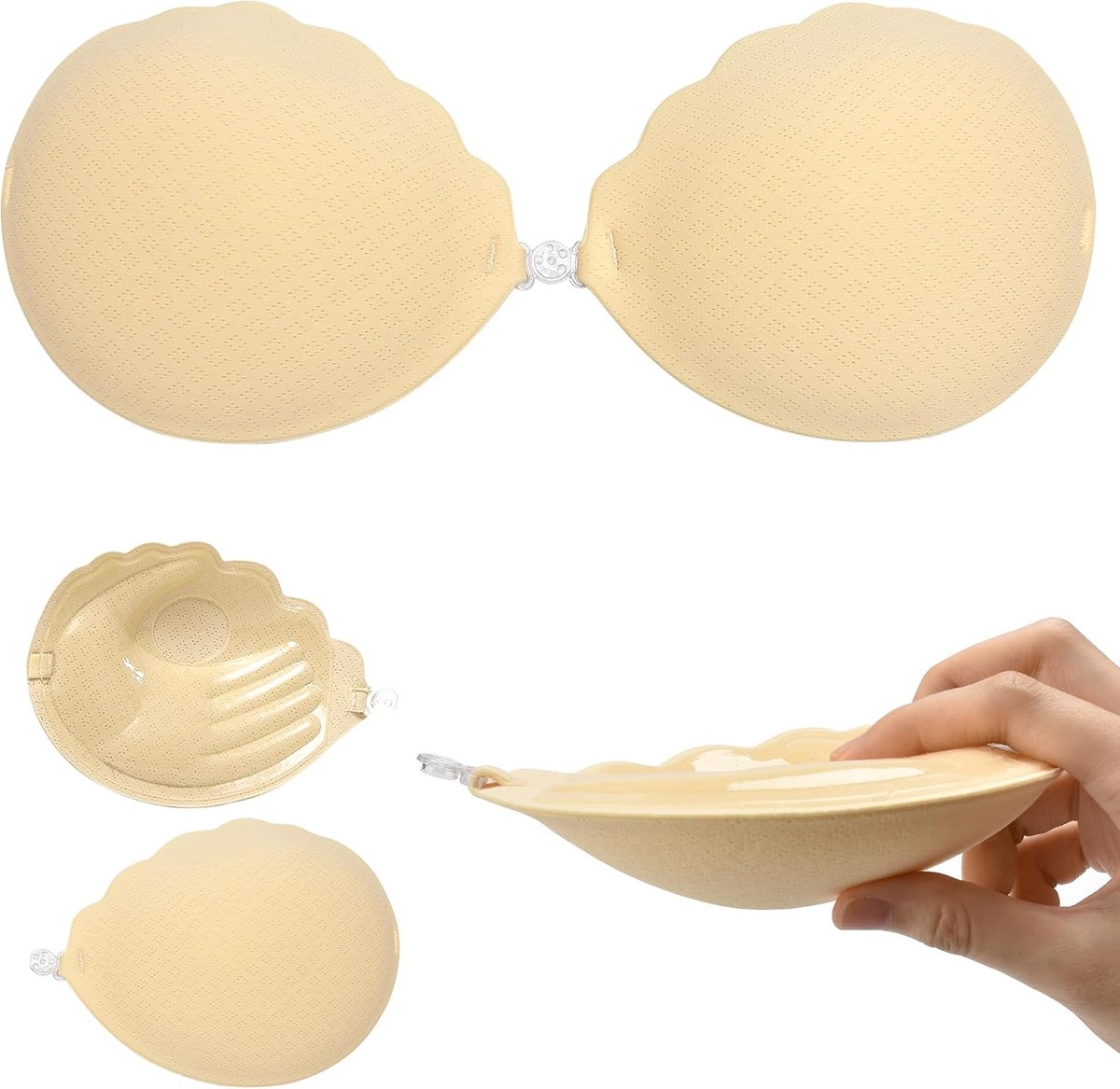 Zelfklevende push-up-beha, zonder bandjes en zonder rug, onzichtbare kleefbeha voor diepe V-hals en trouwjurk, comfortabel