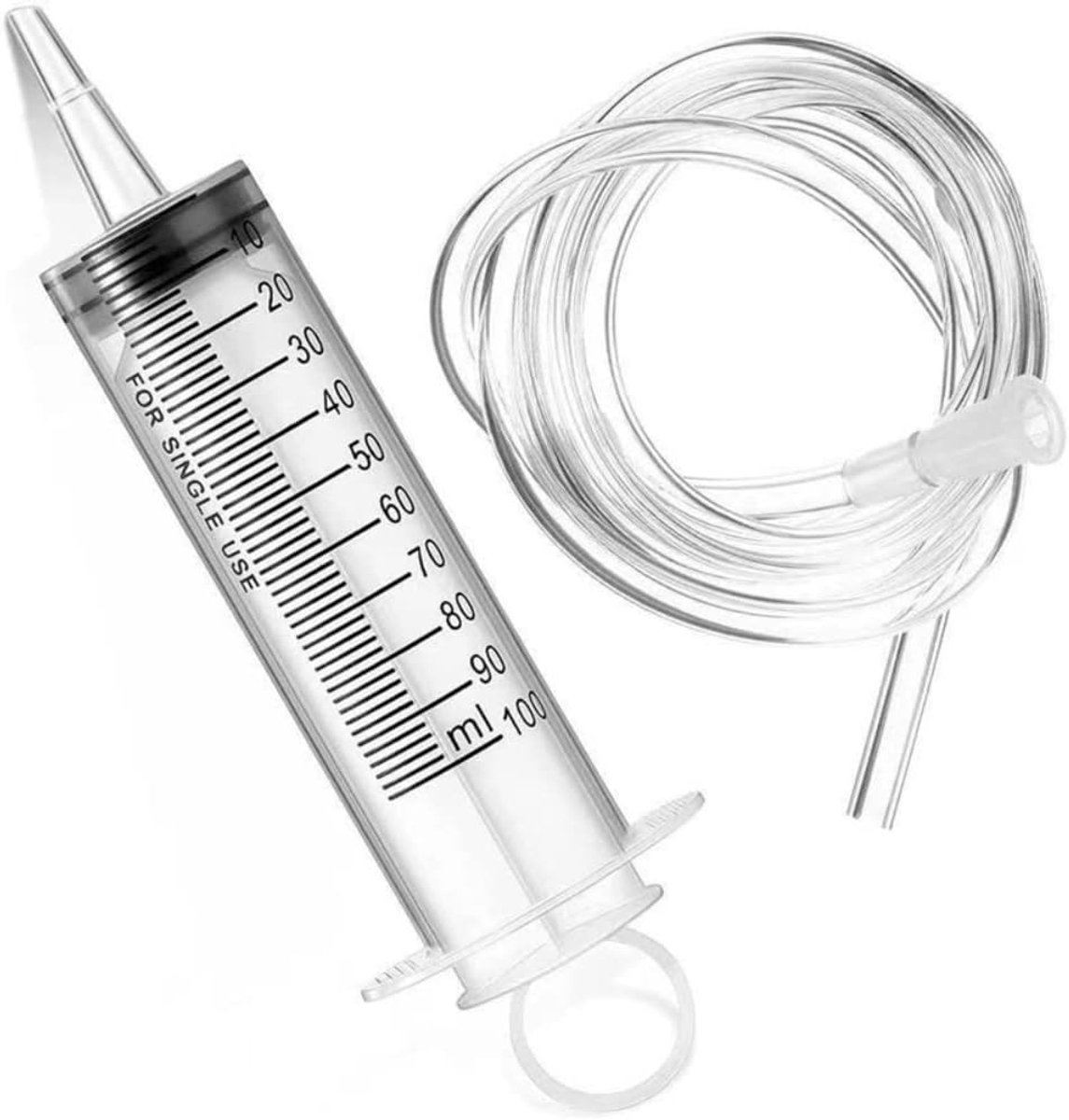 2 STKS 100 ml Spuit met 1.3 M Plastic Slang voor Vloeistof Olie Zuig Voedingsstoffen Meten Watering Experimenten industriële
