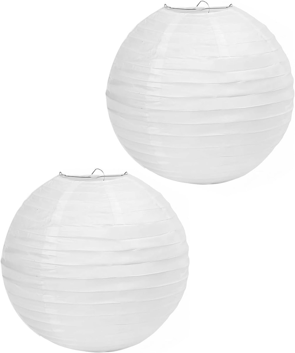 Papieren lantaarns 30 cm (2 stuks) ronde vorm en super licht | wijdverbreide en veilige kamerverlichting voor bruiloften, verjaardagsfeesten en tuin