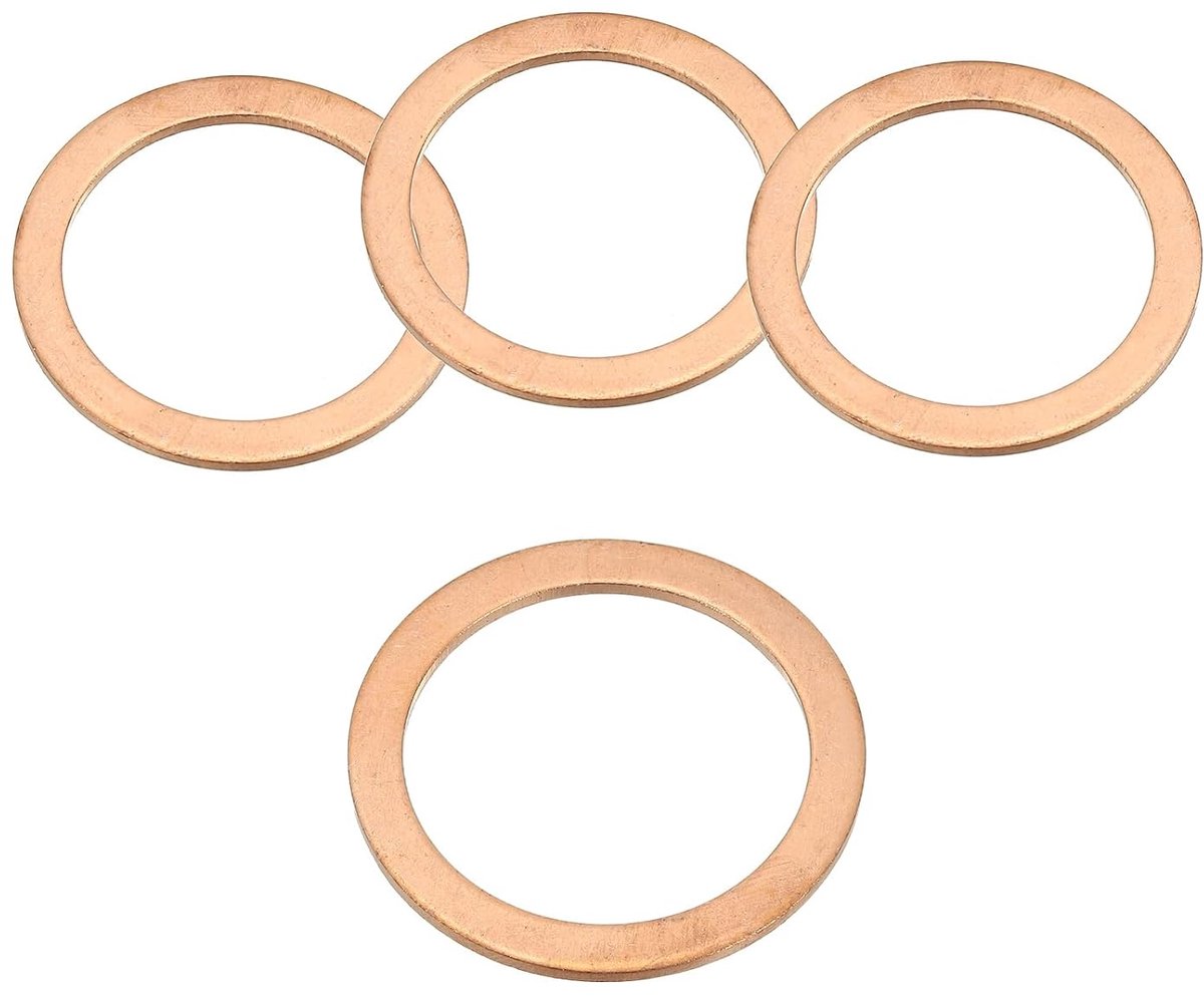 M27 Koperen afdichtring, 4 stuks 27 mm ID 35 mm OD 1,5 mm dikte metrische platte afdichting sluitring crush washer voor schroeven bouten olieaftap