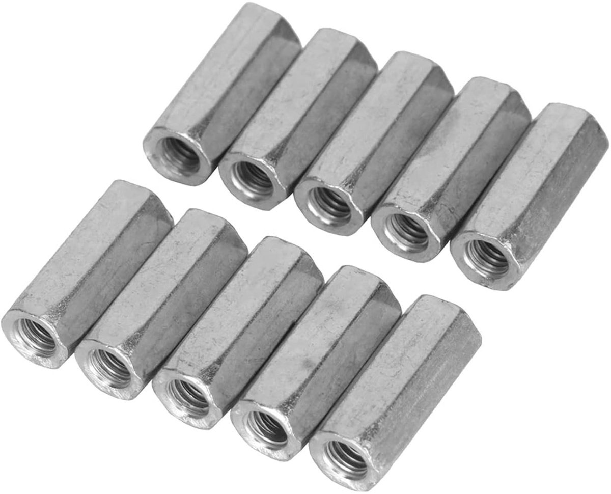Hex Moer Lange Staaf Koppeling Moer Standoff Schroefdraad Bevestigingsmiddelen Zink Geplateerd Koolstofstaal Aansluiten Cap Gezamenlijke Moer 10 stks (M6*25)