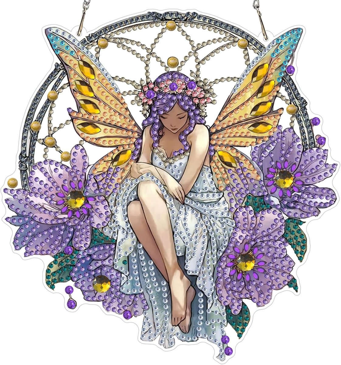 Hanging 5D DIY Diamond Art Kits Adults Dreamcatcher, Fairy Diamond Painting Kit for Beginners Kids Suncatcher, Arts and Craft Kits for Adults Kids Home Wall Decor