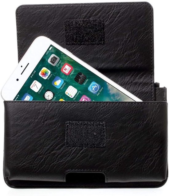 Horizontal Belt Case met Phone Holder Pouch & Binnenzak met Rits voorE-TEL M4 ELEGANT (2020) - Zwart — afbeelding 5