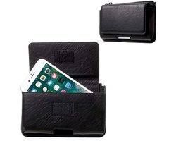 Horizontal Belt Case met Phone Holder Pouch & Binnenzak met Rits voorE-TEL M4 ELEGANT (2020) - Zwart