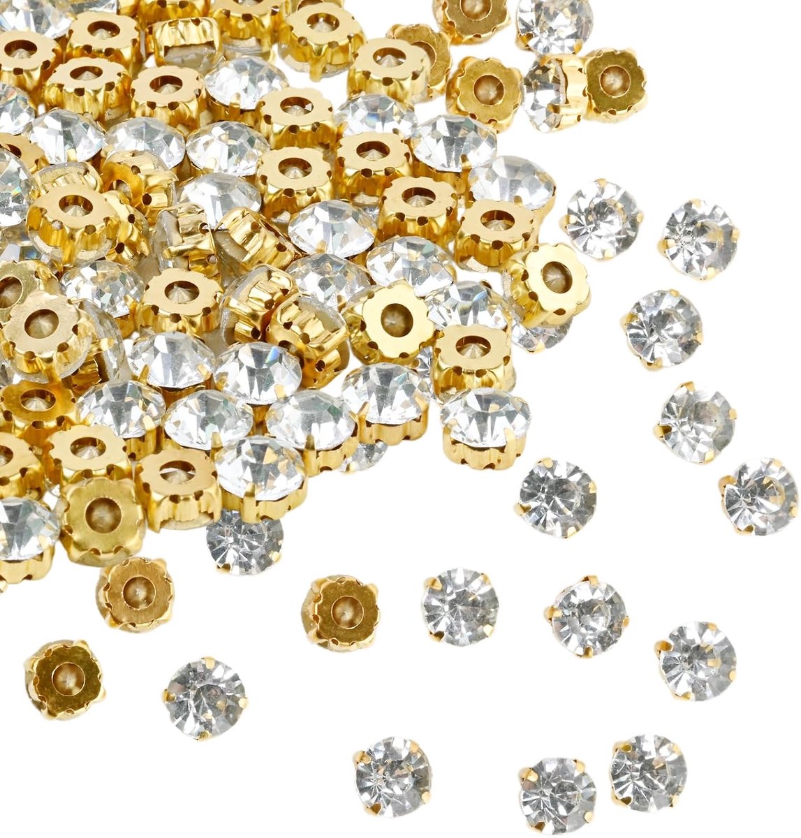 Strassteentjes om op te naaien, transparant, 10 mm, 144 stuks glazen strassteentjes om te naaien, knutselen, kristallen stenen voor doe-het-zelf bruidsjurk, jurken, sieraden, schoenen, tas, party