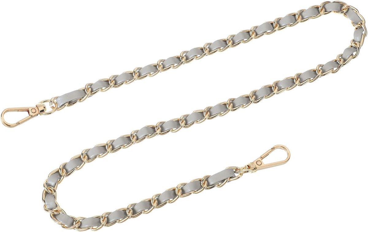 Tassieraad, portemonneeketting, 60 cm tasriem, handtasketting, riem voor schoudertassen, vervangende riem (grijze riem + gouden ketting)