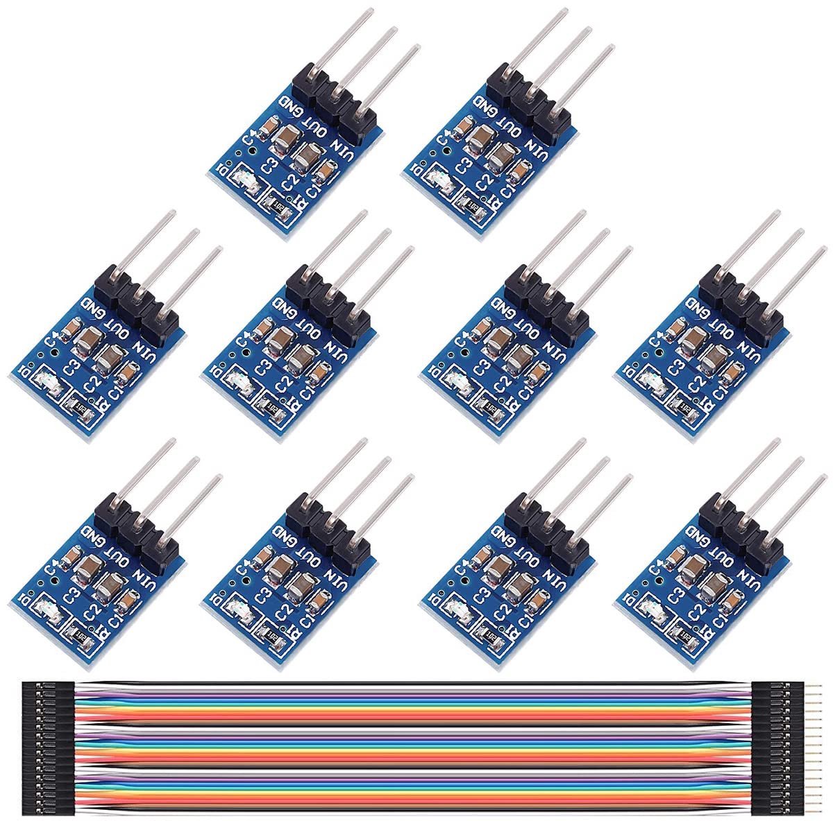 10 stuks 5 V tot 3,3 V vermogensmodule Buck Step-Down DC 4,75 V-12 V tot 3,3 V spanningsregelaar 800 mA LDO Buck-module soldeerset voor Arduino