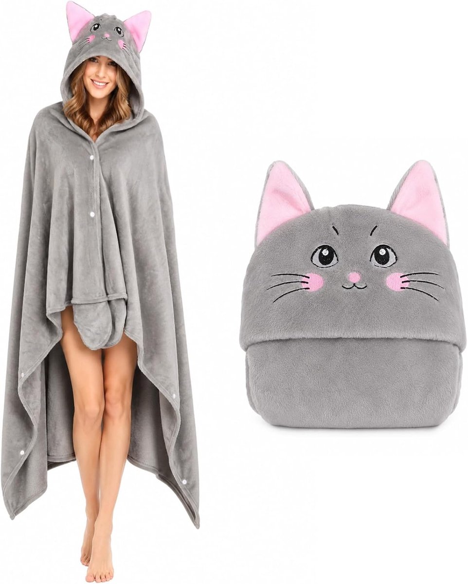 Deken hoodie voor volwassenen - super zachte, warme, gezellige flanellen fleece hoodie gooi mantel wrap -geschenken voor vrouwen volwassenen