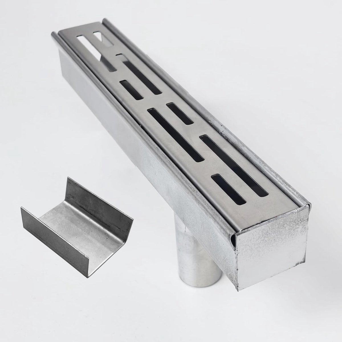 Afvoergoot-accessoires, eindkap met bodemafvoer van 2 cm diameter en aansluiting, voor 3,5 cm brede goot