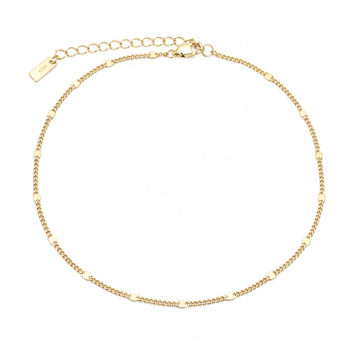Zilver enkelbandje fijne fantasieschakel met 14K gold plating 22-26 cm
