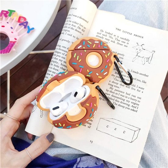 Hoes voor AirPods Pro Bescherming Zachte Siliconen AirPod 3 / Pro Oplaadhoes Cartoon Leuke Huid Meisjes Vrouwen Case Accessoires Sleutelhanger Mode Grappige Air Pods 3 Hoesjes Bruin Donuts — afbeelding 4