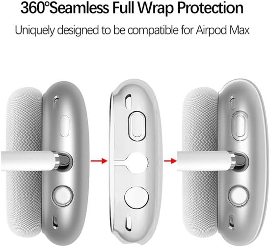 Siliconen Clean Case voor AirPods Max Anti-kras, anti-stof, zachte TPU beschermende oorschelpen covers accessoires, hoes voor AirPods Max hoofdtelefoon (met 1 kabel organizer tas) — afbeelding 5