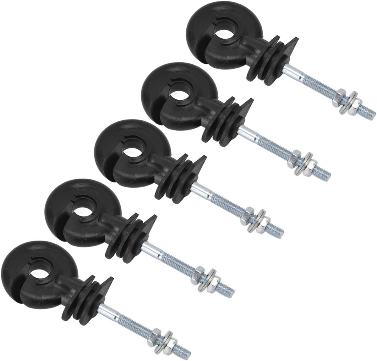Omheining, zwart, schroefbare ringisolatie, isolatie voor elektrische omheining, weerbestendig, vervanging voor elektrische omheining, M5, 100 stuks