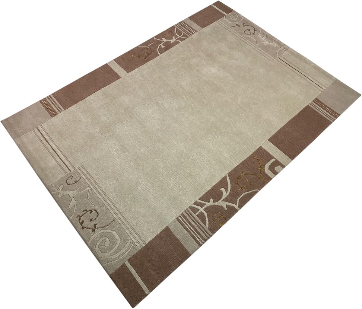 Nepal handgeknoopt tapijt, beige, 100% wol, hoogwaardige Gabbeh