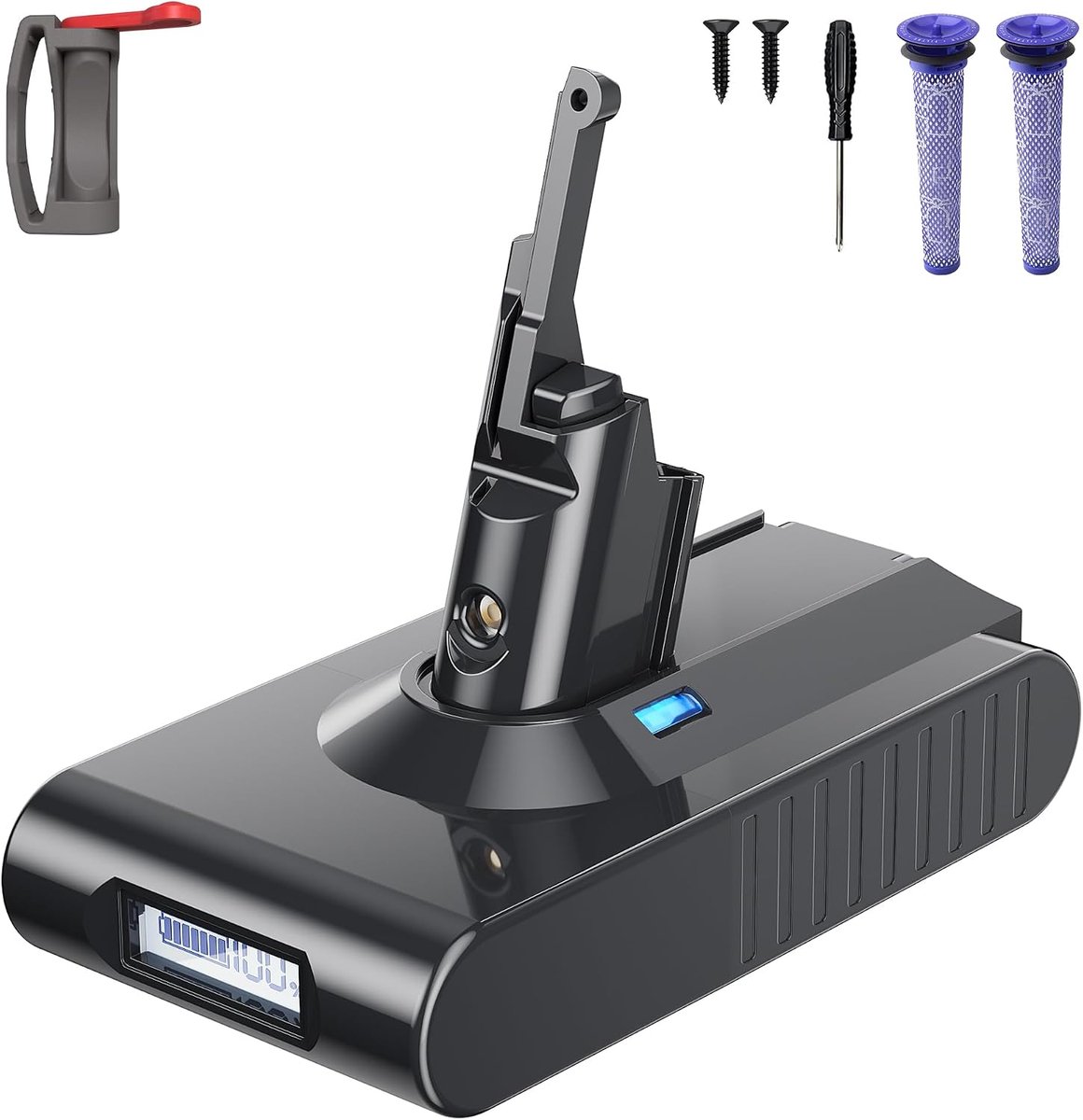 Accu voor Dyson V8 6000mAh vervangende batterij voor Dyson SV10 | Compatibel met V8 Motorhead/Fluffy/Animal/Absolute SV10 stofzuiger met lcd-batterijindicator