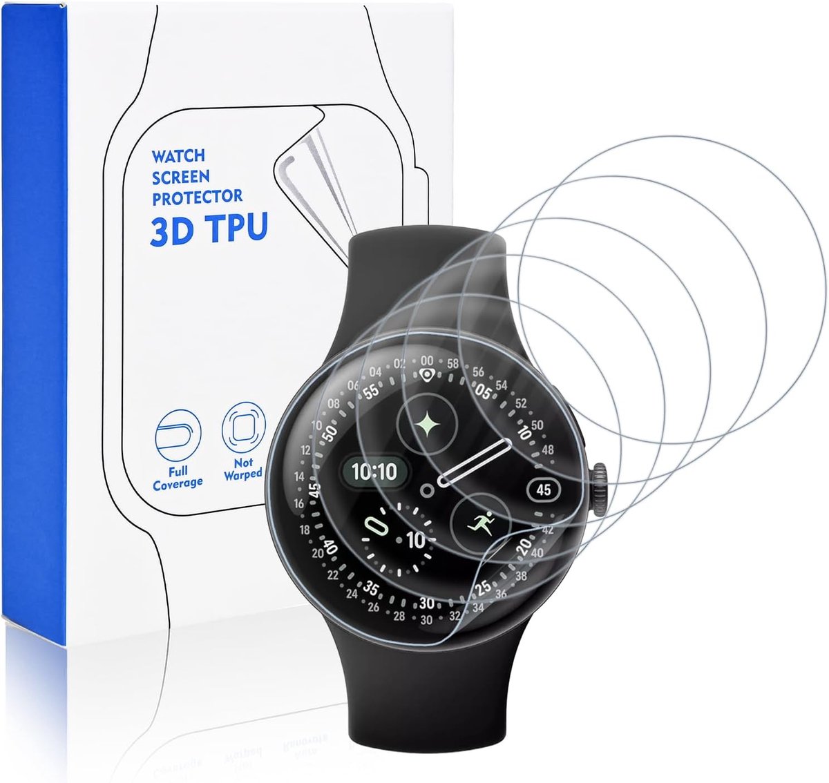 6 stuks beschermfolie compatibel met Google Pixel Watch 4 41 mm beschermfolie zelfherstellend zacht TPU [geen glas] displaybeschermfolie anti-kras Sensitive Touch HD beschermfolie voor Pixel