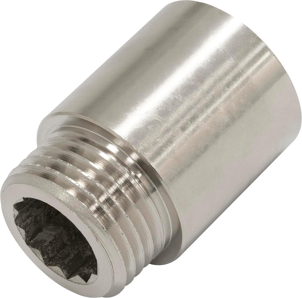 - C68667 - Rechte opschroefbare aansluitconnectorverlenging - 1/2" buiten-/binnendraad - lengte 25 mm - van metaal