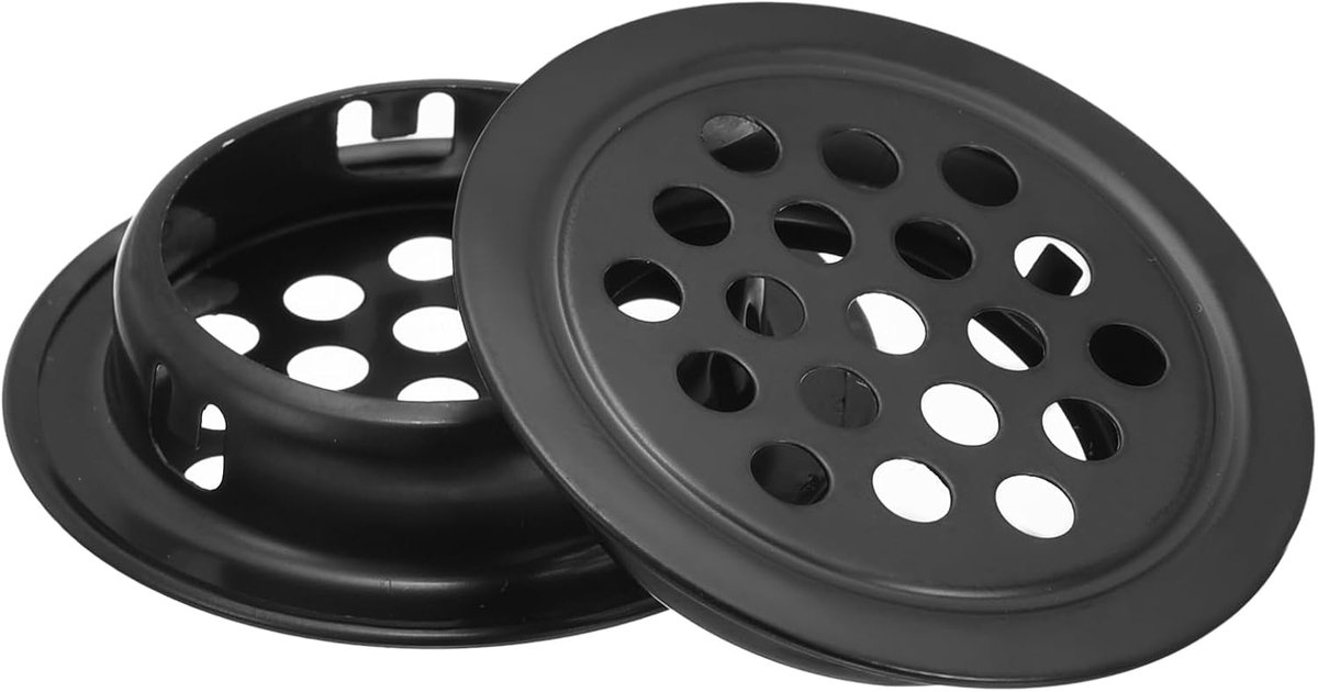 Sourcing map Ronde soffit-luchtuitlaat, 29 mm (1-1/8 inch), 18 stuks, roestvrij staal, rond ventilatierooster met gatenrooster voor keuken, badkamer, kast, zwart