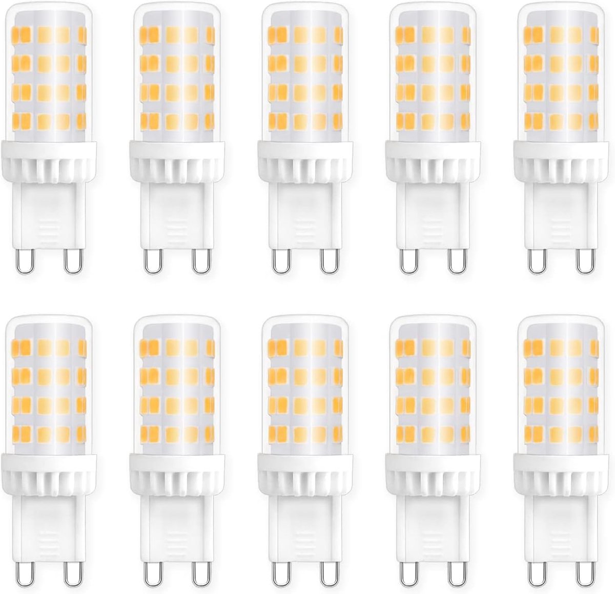 10 Stuks G9 5W LED-Lamp, Equivalent 50W Halogeenlampen, Warm Wit 2700K, AC220-240V, 500Lm, Energiebesparend T4 Gloeilamp, G9 Standaard Basis, Niet-Dimbaar, voor Binnen en Buiten Decoratieverlichting