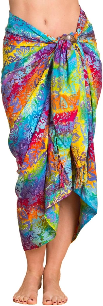 Pareo - L & XXL Ondoorzichtige Pareo - Stranddoek Strandomslagdoek | Voor dames & heren, als wikkelrok of luchtige strandjurk, bikini cover-up, handgemaakt & handgeverfd uniek exemplaar