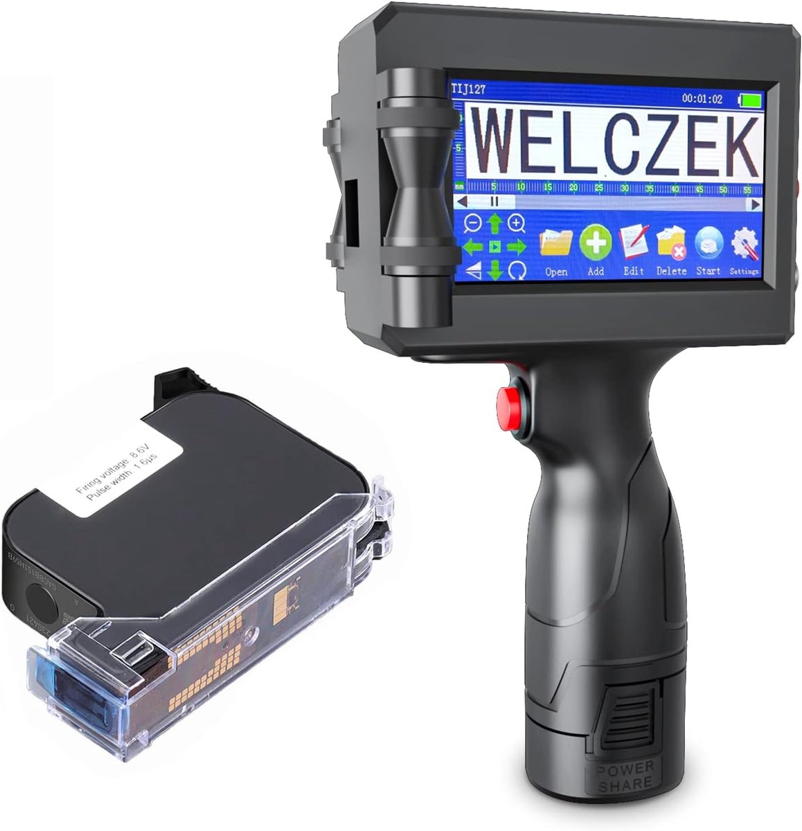 Tragbarer Handdrucker, Tragbarer Hand Tintenstrahldrucker mit Schnell Trockener Tintenpatrone, Handheld Drucker für Etiketten/Datum/Zeit/Barcode/QR-Code/Logo usw | Sneldrogende inktcartridge voor logo's, datum, etiket, QR-code