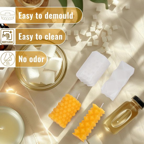 Kaarsvormen, doe-het-zelf kaarsvormen, 3D-siliconen vormen voor kaarsen, vormen voor kaarsen met bubbels, voor het maken van kaarsen, zeep, versieringen, doe-het-zelf, 4 stuks — afbeelding 4