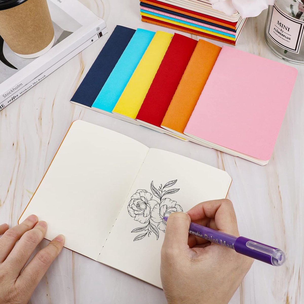 A6 Blanco Notitieboek - 48 Stuks Kleine Notitieboekjes 10x14cm - A6 Notitieblok Pocket Notebook - 100g Papier Blanco Pagina's Notitieblok - Diary Kladblok, 6 Kleuren