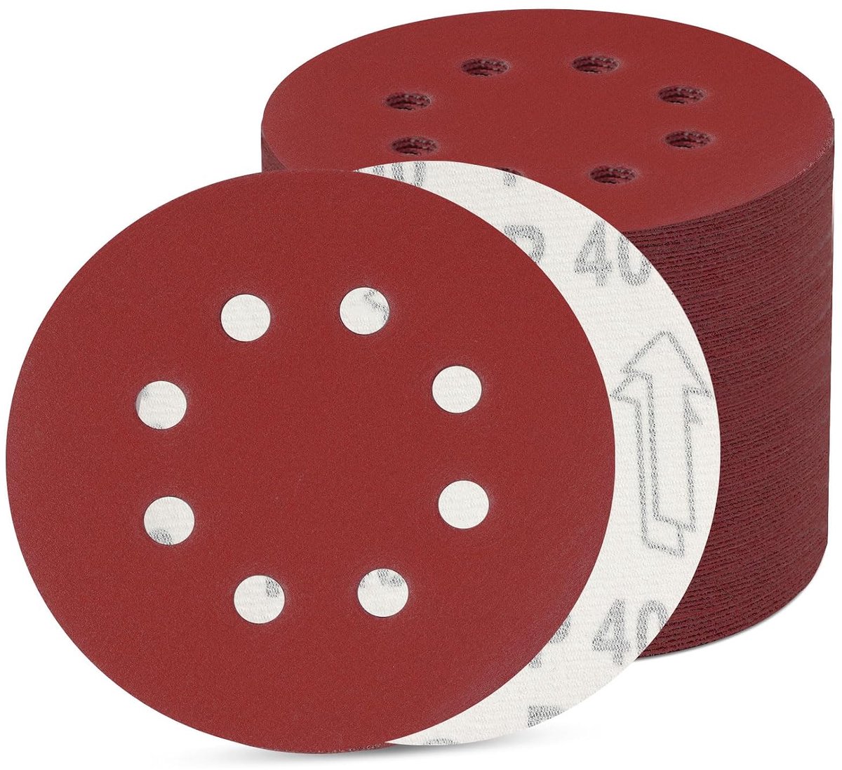 Schuurpapier 125 mm klittenband, schuurschijven 8 gaten, excentrisch rond schuurpapier (100 stuks 400 korrel)