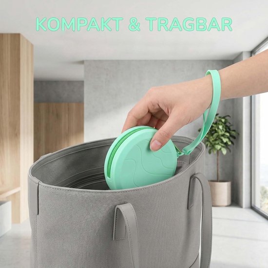 Hoofdtelefoontas, groen, schattige kleine opbergtas voor hoofdtelefoon, kabels, sleutels en munten, draagbare reisorganizerbox voor dames en meisjes (10 x 9 x 3 cm) — afbeelding 5