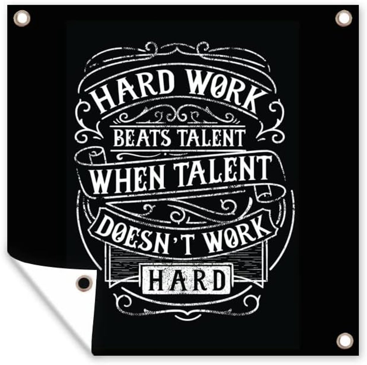 Tuinposter - 200x200 cm - Werk - Retro - Quote