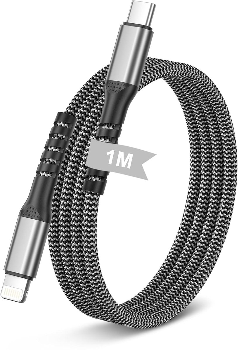 C naar Lightning-kabel 1M, MFi-gecertificeerd iPhone Laadkabel Power Delivery Snellaadkabel Nylon Gevlochten iPhone oplaadkabel Type C voor iPhone 14 13 12 11 Pro Max XS XR X 8 Plus 8 SE2020