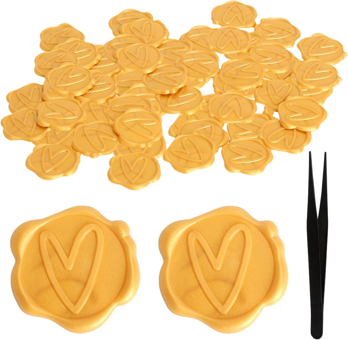 Zegels, zelfklevend, vintage waszegel, letterzegel, bruiloft, gouden hart, envelop, zegelstickers met pincet voor bruiloft, uitnodiging, doe-het-zelf geschenken, brieven
