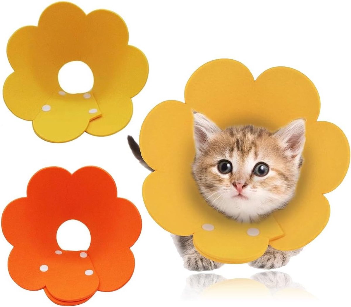 2 stuks beschermende halsband voor katten, zachte halsband, beetvast veilig instelbaar, voor katten en kleine honden (na de operatie en na letsel)