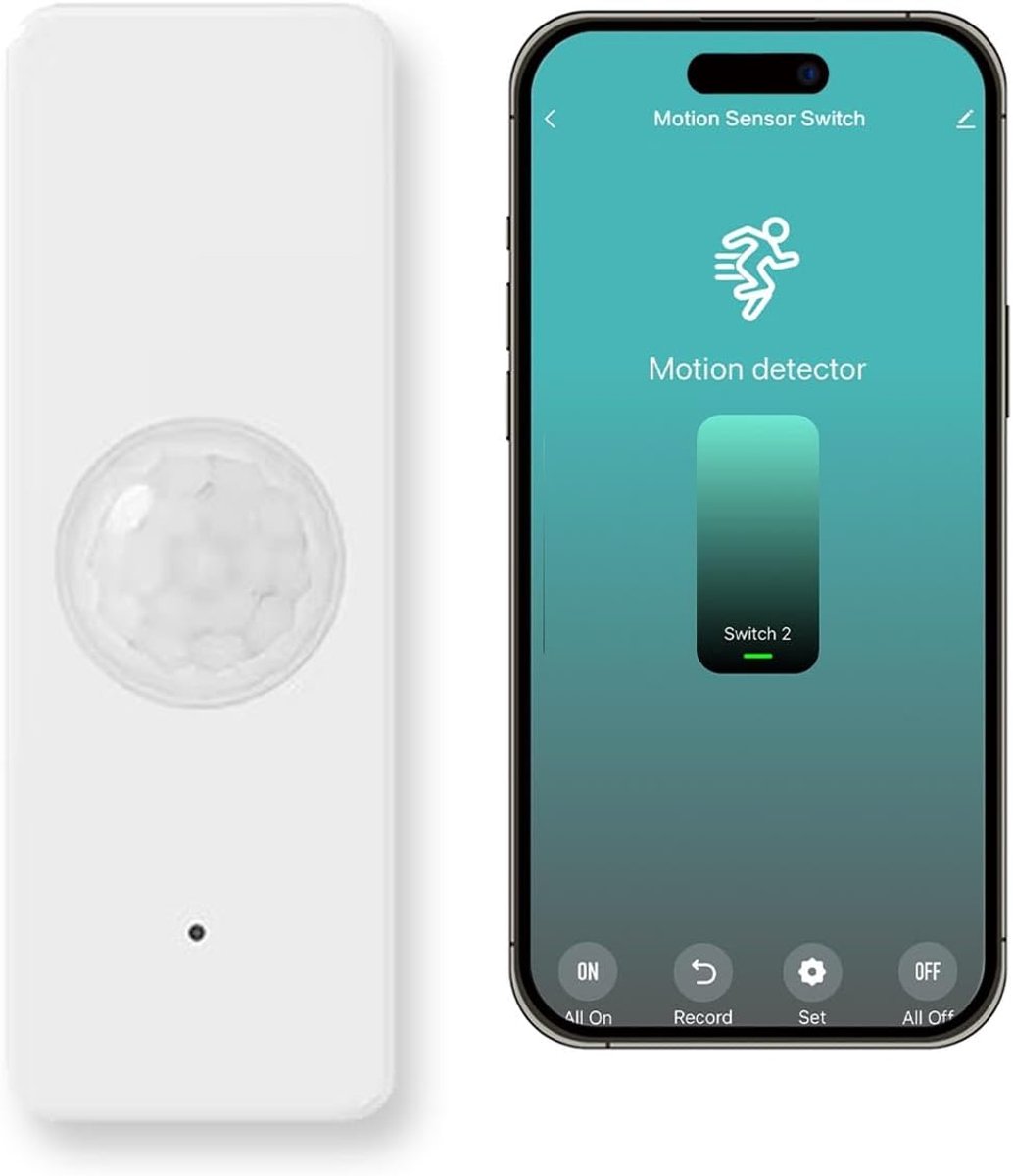 Smart Motion Sensor Indoor Motion Sensor Smart Presence Sensoren Breed bereik Detectie met Draadloze Controle voor Home Security Werkt met Alexa, Google Home