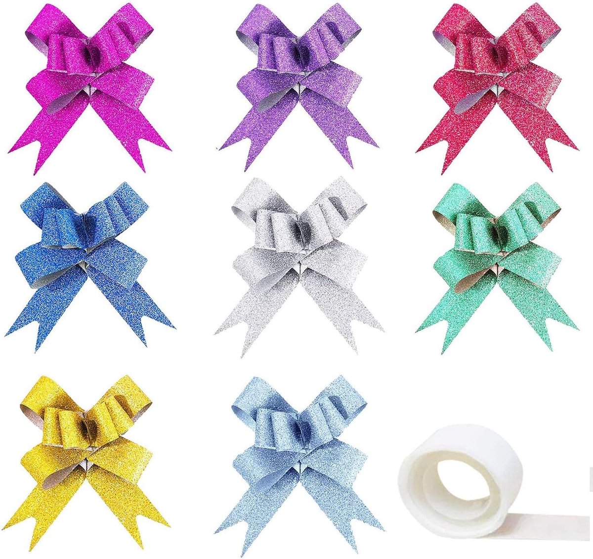 Strikken en 1 rol plakpunten, cadeaulintstrikken, ideaal voor Kerstmis, bruiloft, feest, Valentijnsdag, decoratie en geschenkverpakking