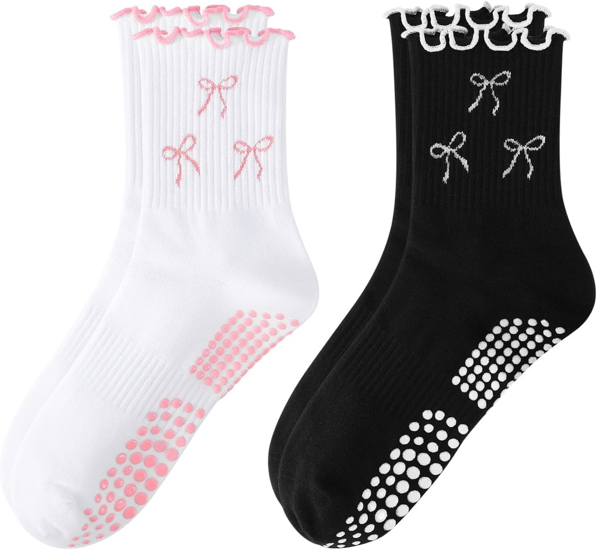 Sokken Strik Patroon Ruches Crew Sokken Ideaal voor Fitness Workout, Barre en Dansen